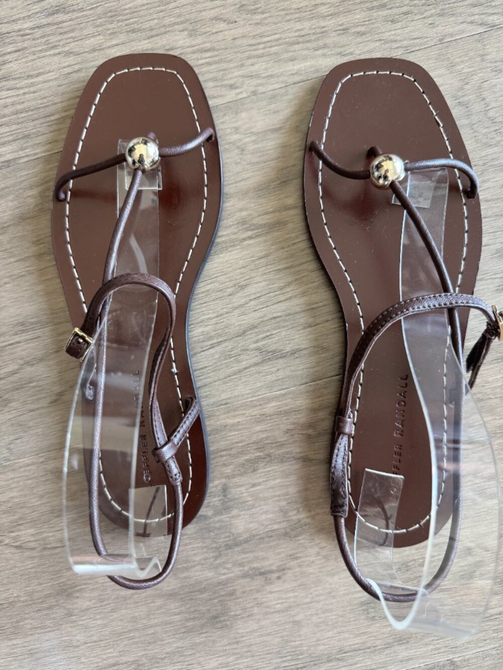 NEW Loeffler Randall size 7 Lara Espresso Leather Sandal - Picture 10 of 11